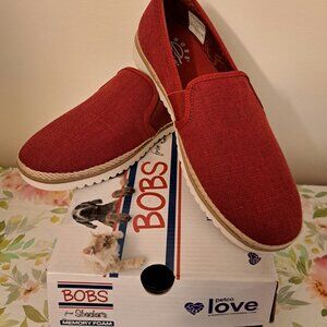 SKECHERS Women's Flexpadrille RED Lo Espadrille Flat Memory Foam - Size 8.5